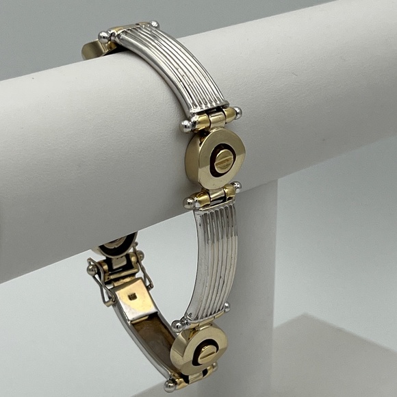 ❤️❤️ SOLD ❤️❤️ 14K Solid Gold 47.88g 8" Long Bracelet Custom Made TwoTone - Picture 8 of 17